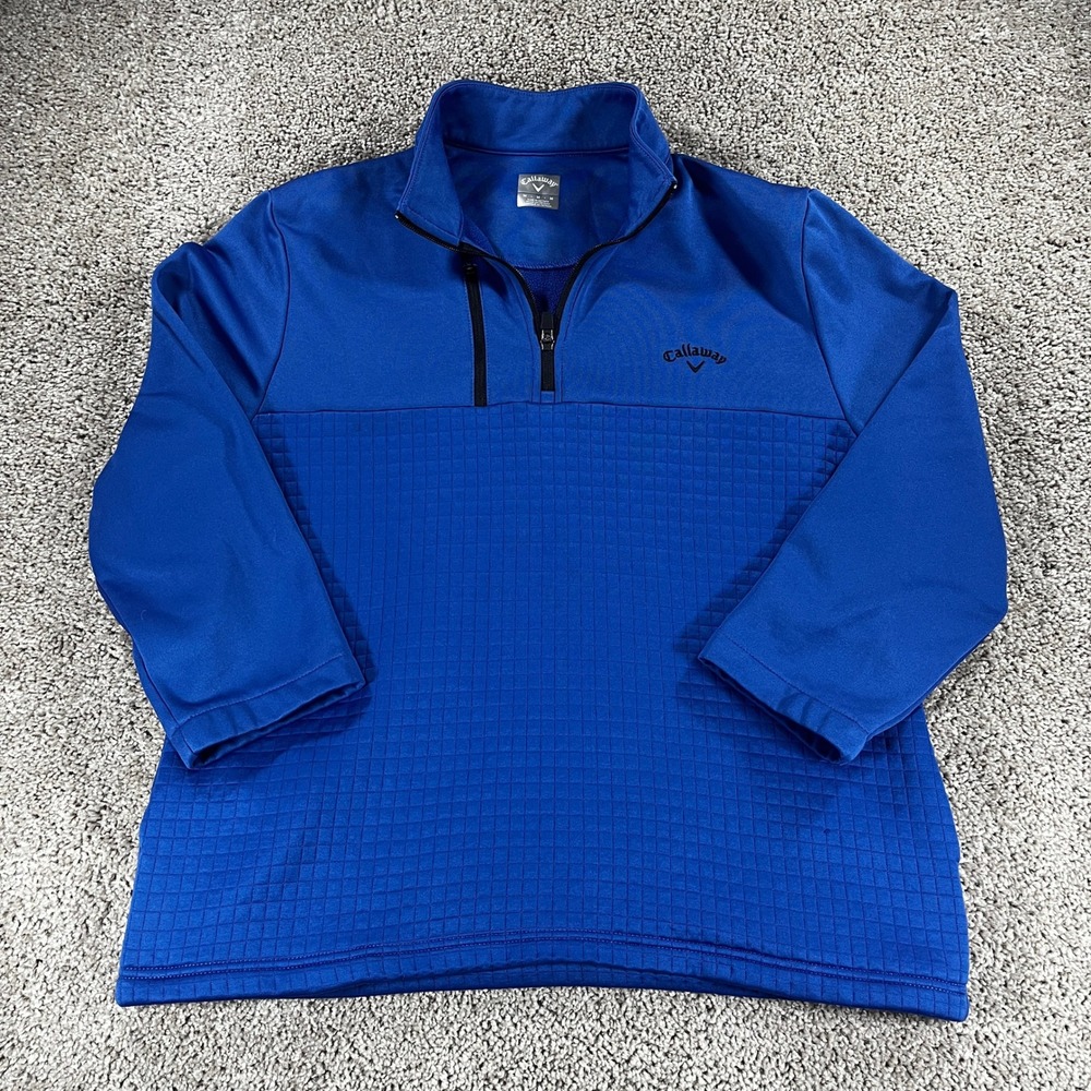 Callaway Golf Mens Medium Royal Blue Quilted 1/4 Zip Pullover‎ Sweater Jacket M